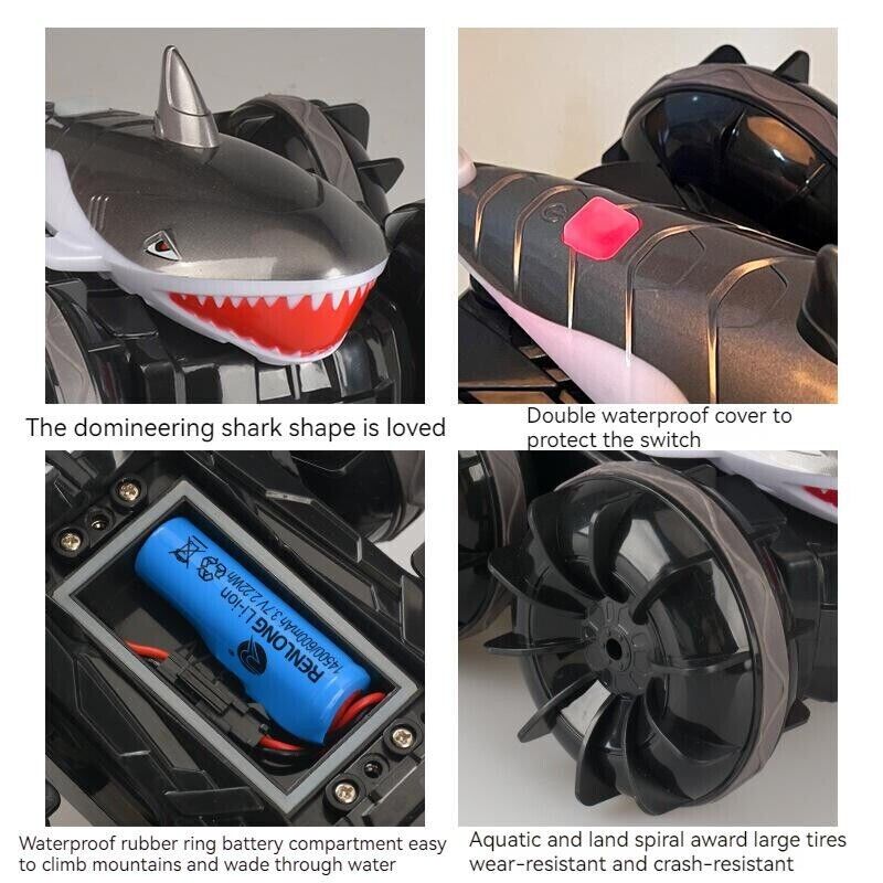 Amphibious Shark Stunt Car Remote Control Wireless Electric Toy Boy Kids Gift