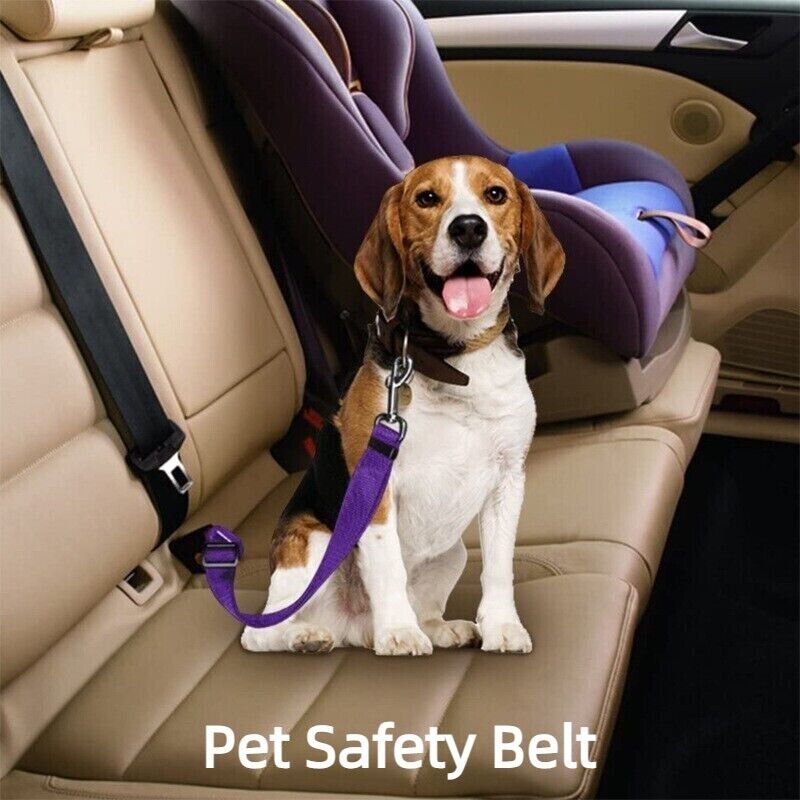 Pet Adjustable Dog Safety Seat Belt Harness Nylon Car Vehicle Clip Travel Leash