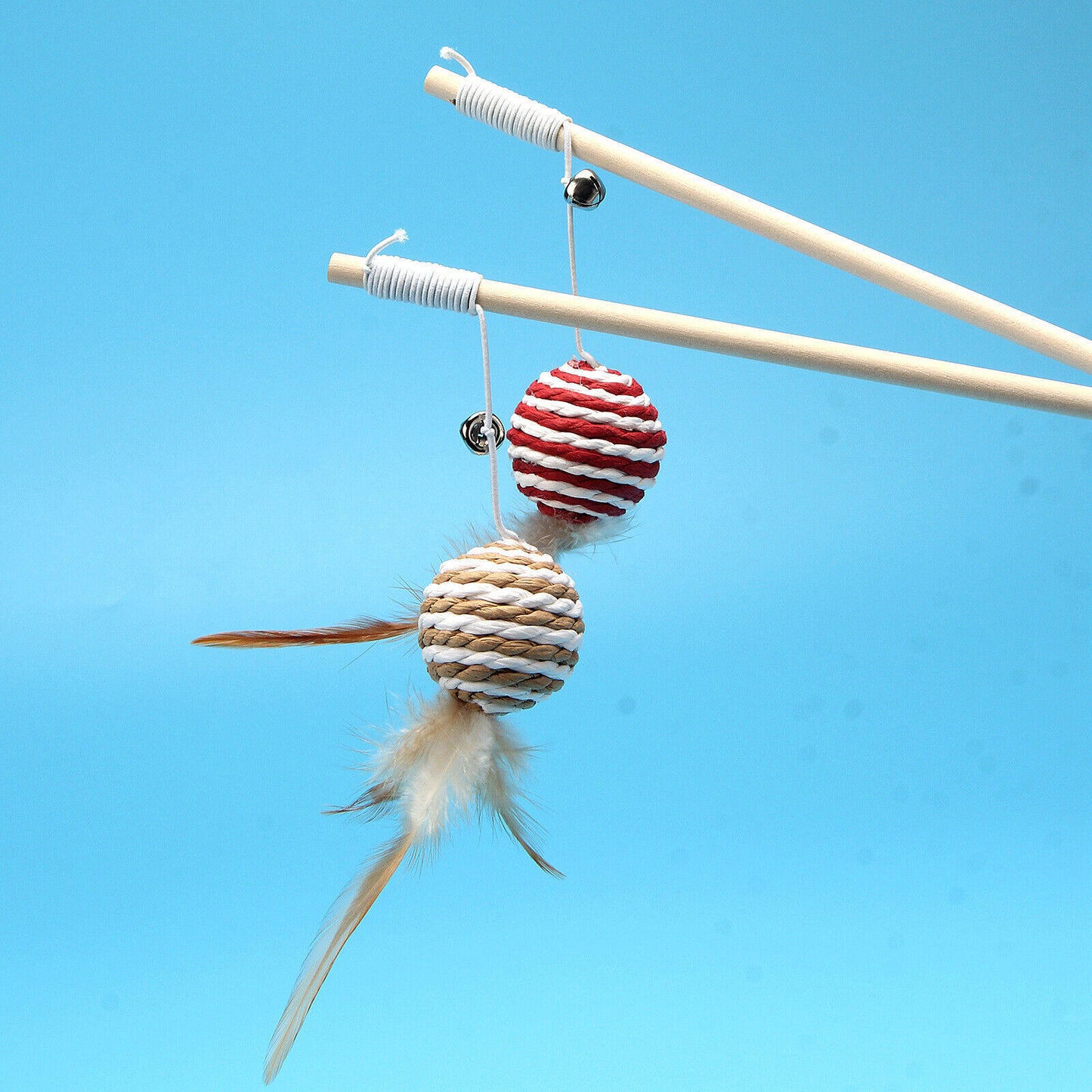 Feather Bell Mouse Interactive Tease Cat Stick Frosted Comfortable Pet Play Toy