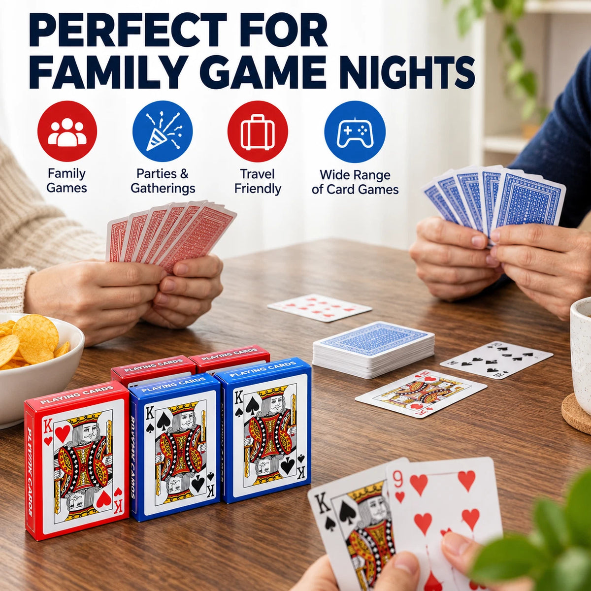 4 Pack Playing Cards Standard Deck 54 Cards Poker Solitaire Rummy Card Games