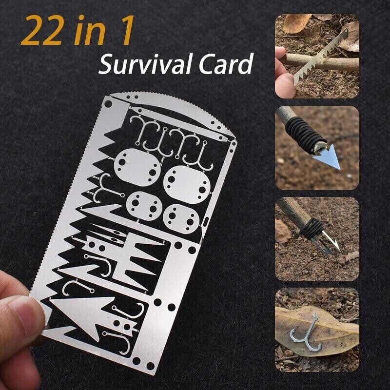 Outdoor 22 In 1 Multifunctional Survival Tools Fishing Gear Fishing Hook Card