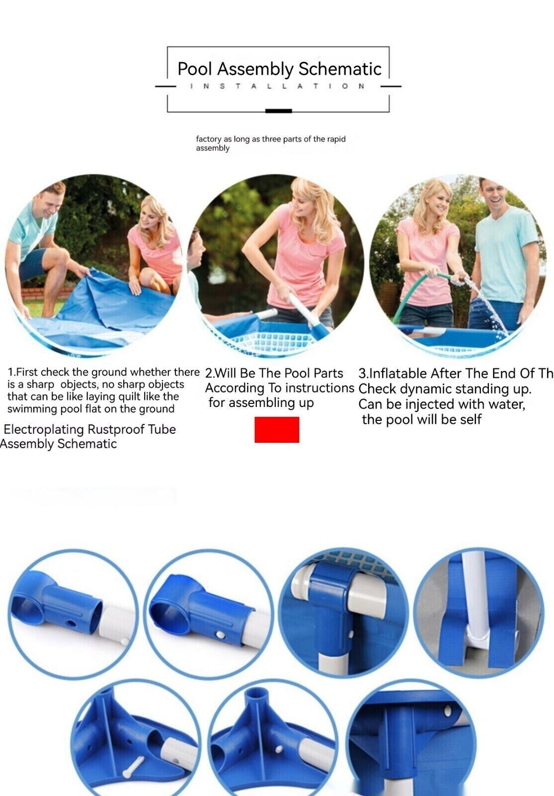 Family Outdoor Large Inflatable Swimming Pool Round Bracket Water Playing Blue