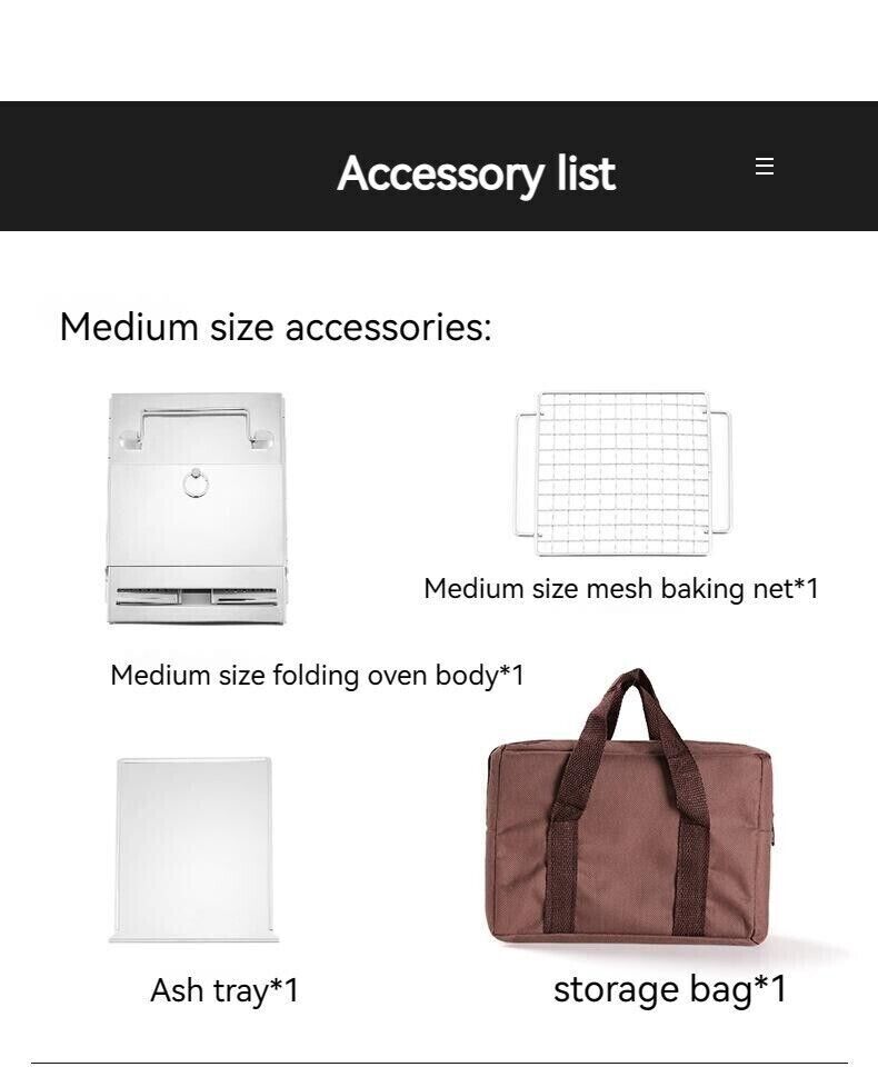 Outdoor Camping Mini Fold Wood Burner Stainless Steel Grill BBQ Picnic Charcoal