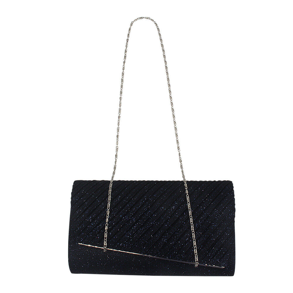 Women Shining Satin Ladies Wedding Bridal Chain Handbag Sparkly Evening Clutch
