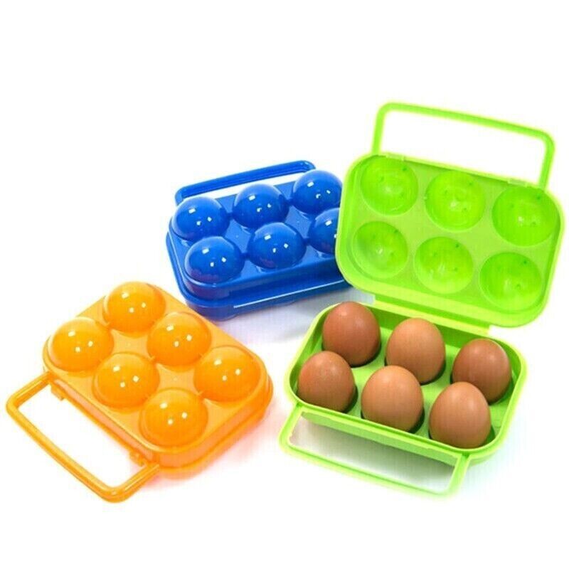 Outdoor 6 Compartment Egg Storage Portable Camping Cutlery Picnic BBQ Egg Carton