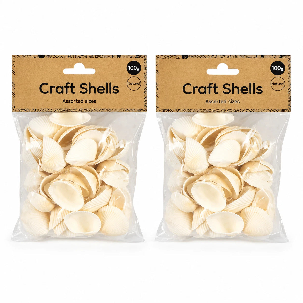 2 Pack White Clam Seashells Shells Craft Jewelery Beads Aquarium Fish Tank Decor 100g Each