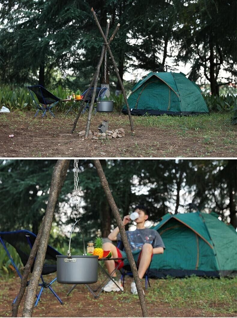 Outdoor Portable Pot Triangular Foot Holder Hanger Camping Stainless Steel Shelf