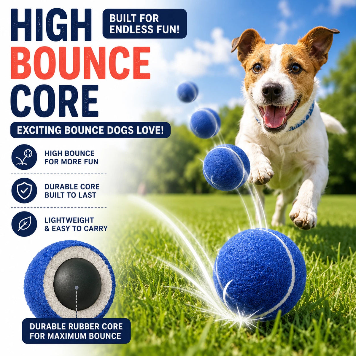 3 PCS Dog Tennis Balls 7cm Pet Toy Ball Bouncy Chew Fetch Play Puppy Training
