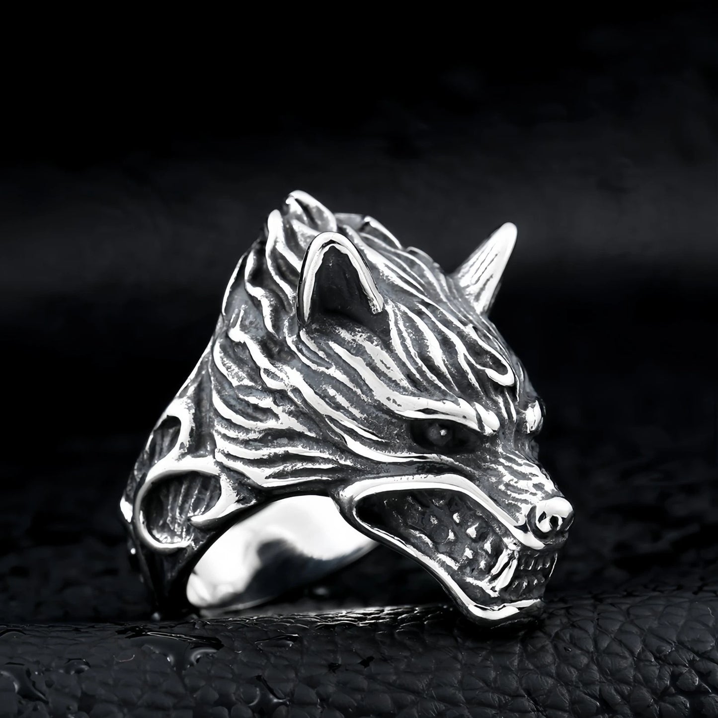 Men Fierce Wolf Head Ring Gothic Animal Totem Punk Norse Viking Band Biker Gift # R253