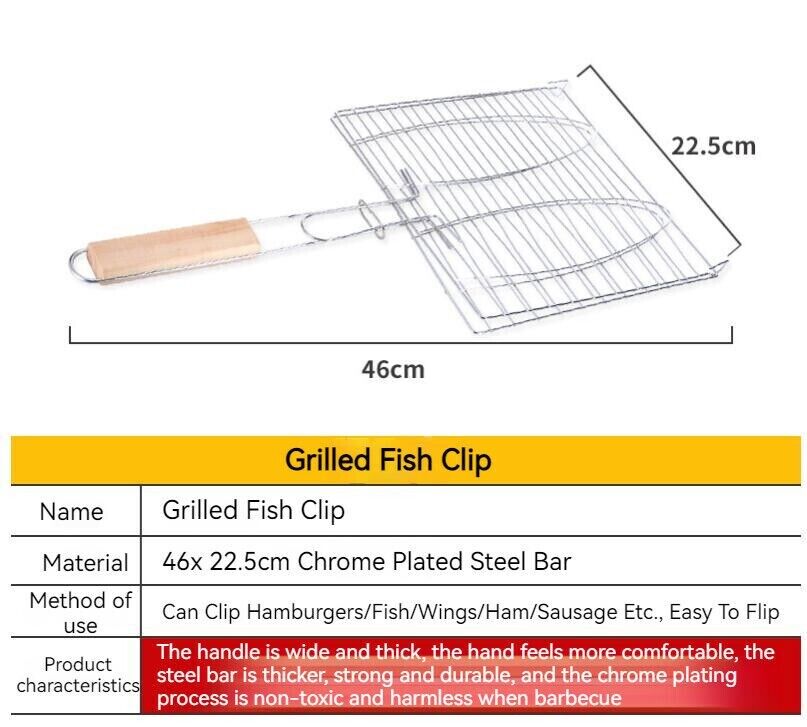 Outdoor BBQ Clips Durable Tools Thick Camping Cooking Net Grilled Fish Tong