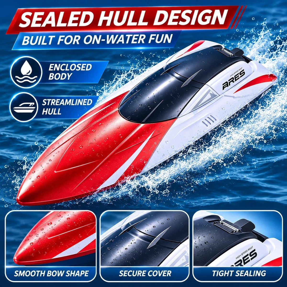 2.4GHz RC Speed Boat Remote Control Racing Yacht Dual Propeller Rechargeable AU