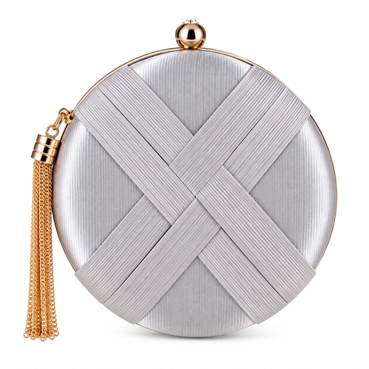 Women Round Evening Clutch Bag Wedding Party Prom Formal Tassel Chain Handbag 7 Colour