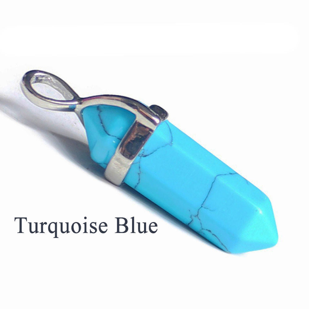 Natural Quartz Crystal Chakra Cut Gemstone Pendant Healing Point Reiki Necklace