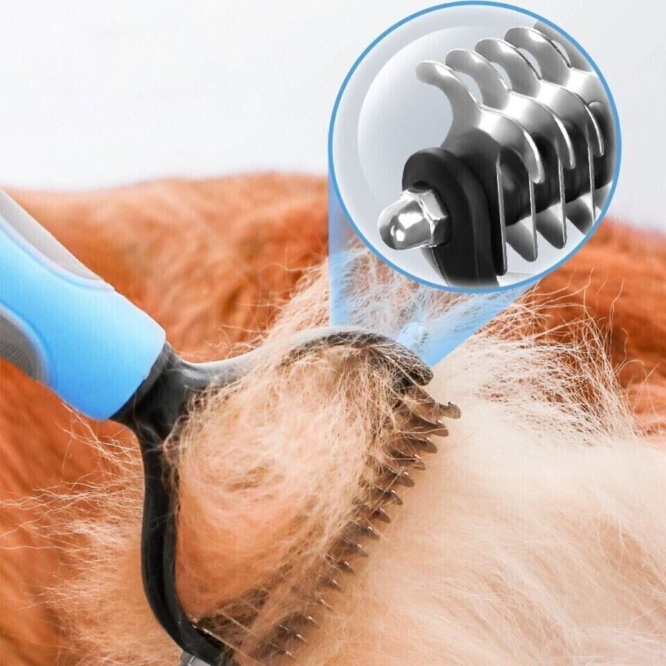 Pet Double-Sid Grooming Comb Brush Undercoat Rake Dematting Trimmer Dog Cat Tool