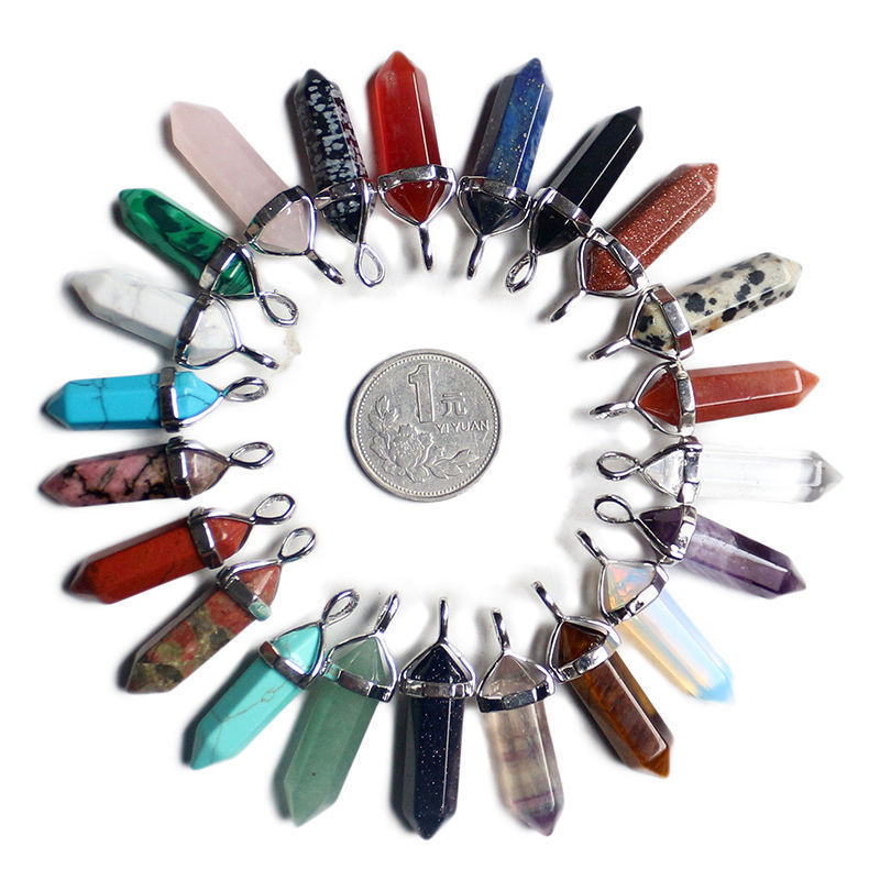 Natural Quartz Crystal Chakra Cut Gemstone Pendant Healing Point Reiki Necklace