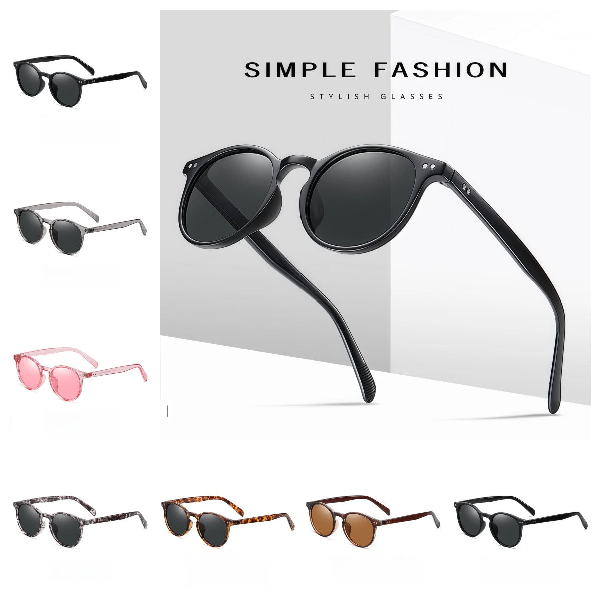 Women Lightweight Polarized Beach Round Driving Sunglasses UV400 Anti-Glare Lens # 3331