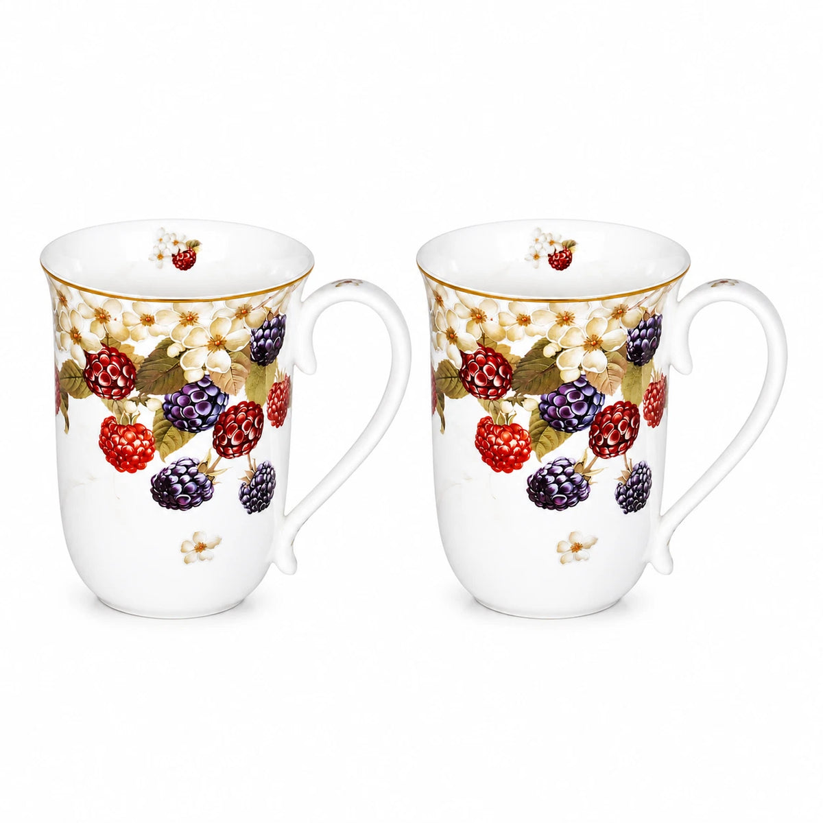 1-6x Wild Berry Floral Fine Porcelain Mug 405cc Coffee Flowers Tea Cup Gift