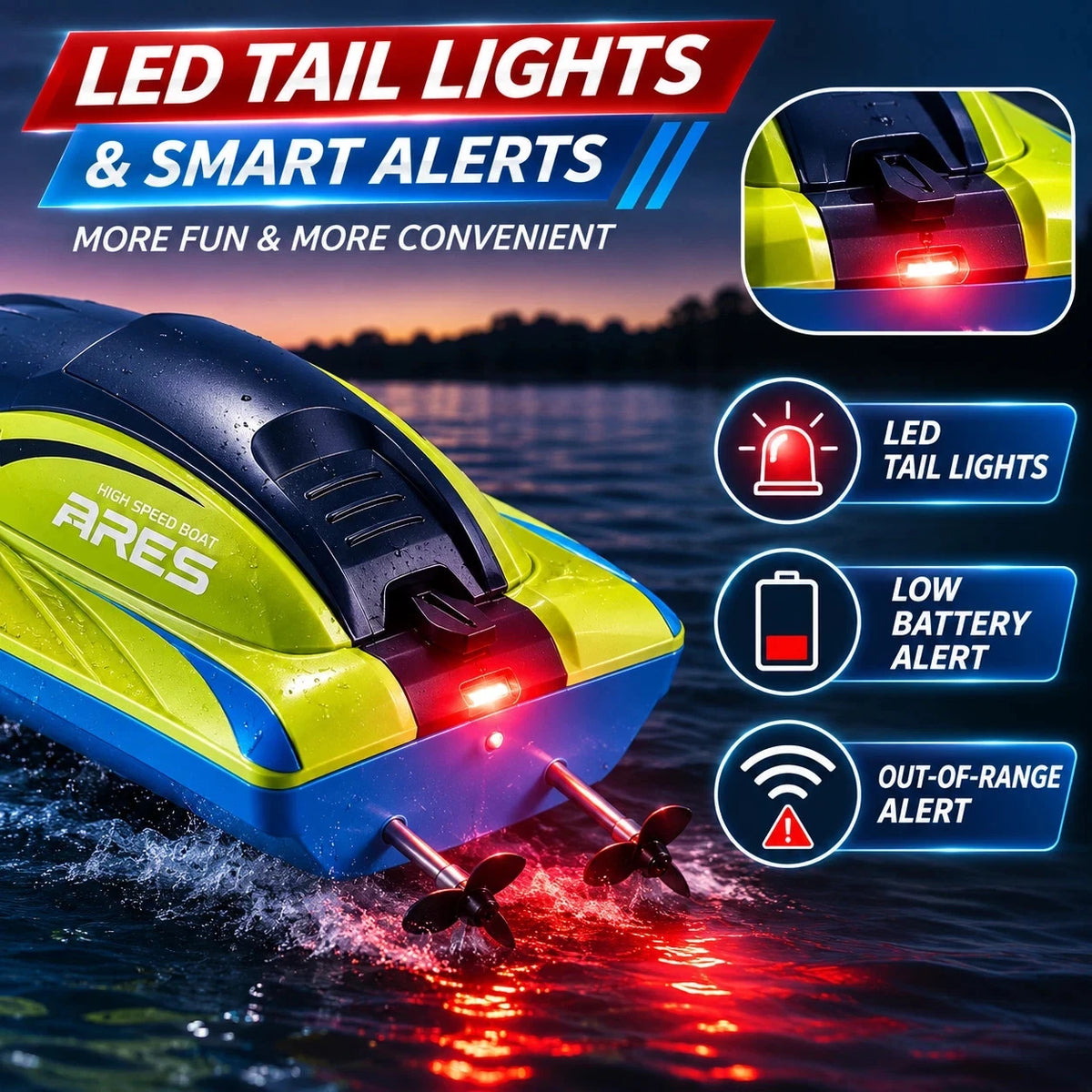 2.4GHz RC Speed Boat Remote Control Racing Yacht Dual Propeller Rechargeable AU