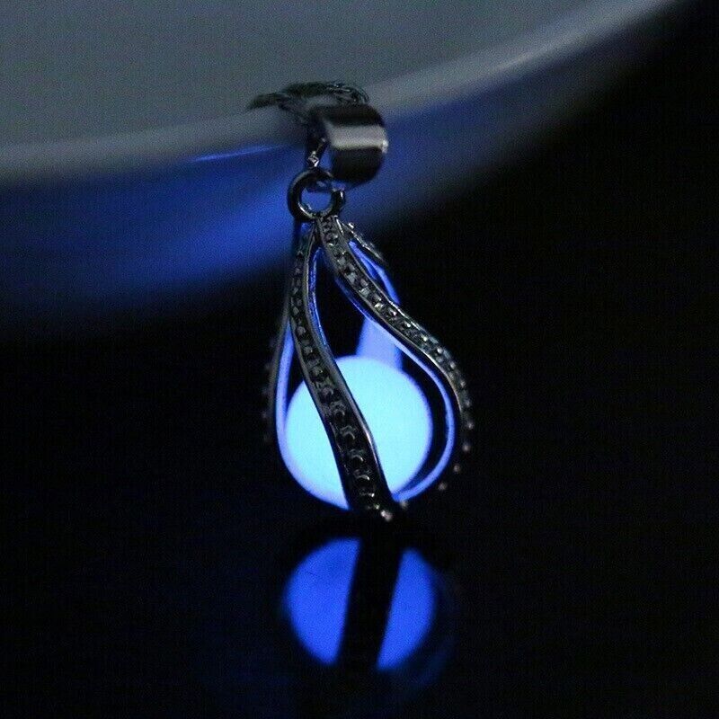 Fashion Luminous Spiral Can Open Hollowed Out Necklace Moonstone Pearl Pendant