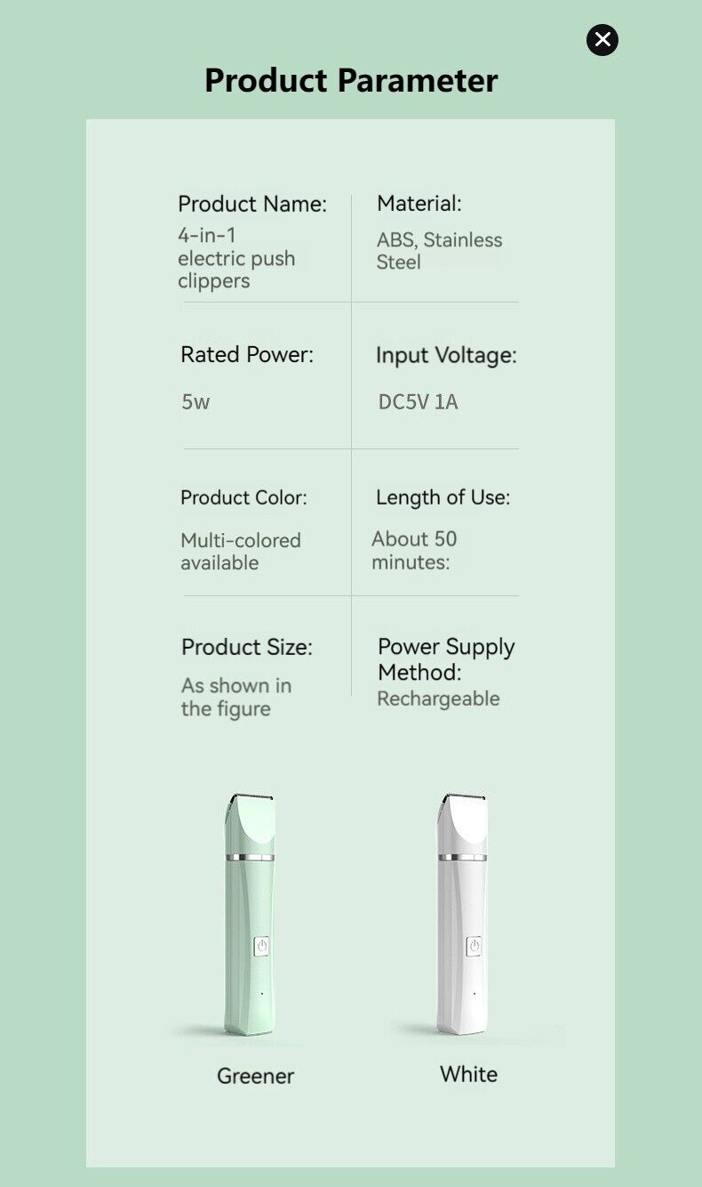 4 In 1 Pet Hair Trimmer Electric Charging Shaver Cat Dog Clippers Grooming Kit