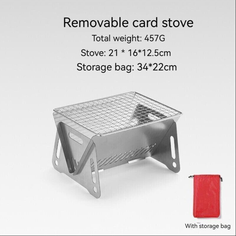 Outdoor Portable Folding Card Stove Stainless Steel Burner Grill BBQ Wood Burn