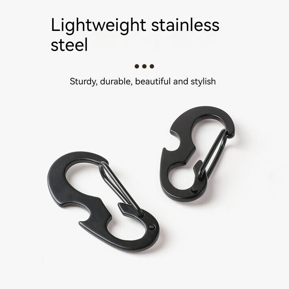 Multifunction D shape Metal Hiking Buckle Bottle Opener Spring Hook Key Ring
