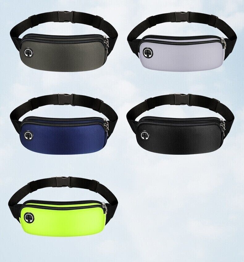 Double Tier Zip Belt Pouch Sport Wallet Waterproof Running Pack Travel Waist Bag