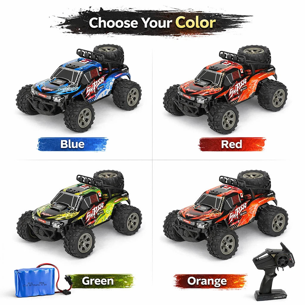 2.4GHz RC Off Road Car 1:18 High Speed Monster Truck Rechargeable Kids Toy Gifts