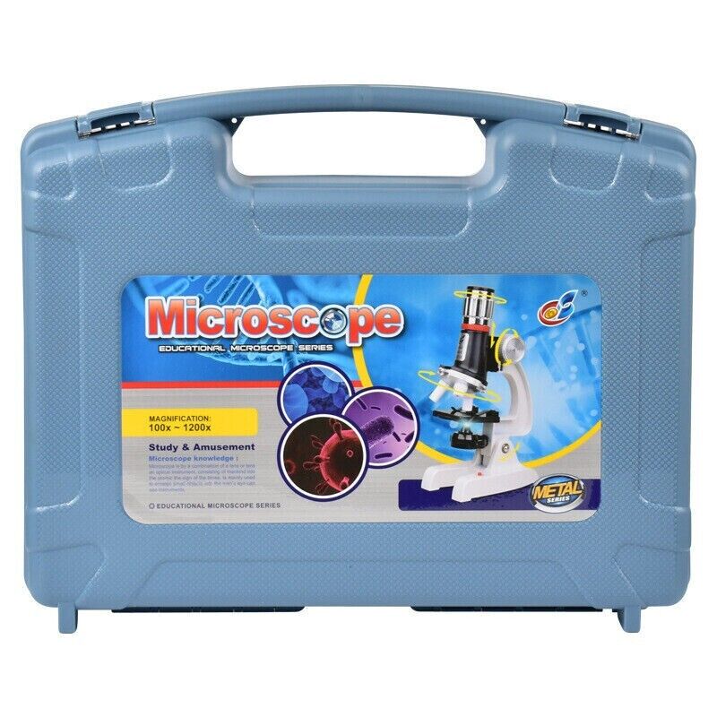Kids Toys Beginner Alloy Microscope 1200X Microscope Science Kit Learning Gift