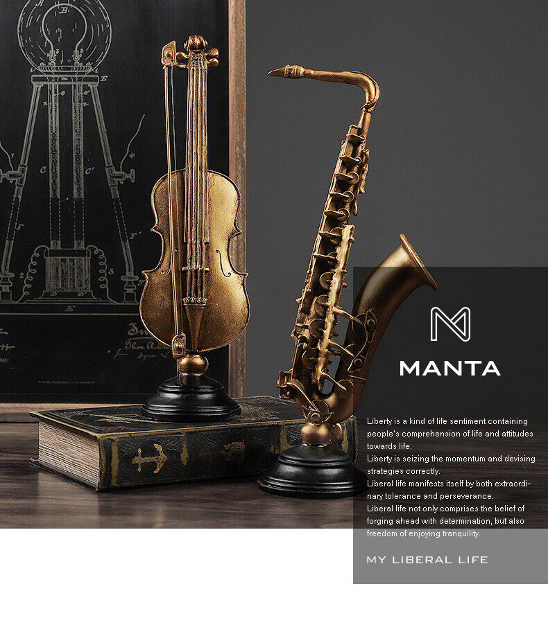 Saxophone Violin instrument home bookcase cabinet decorated resin decoration