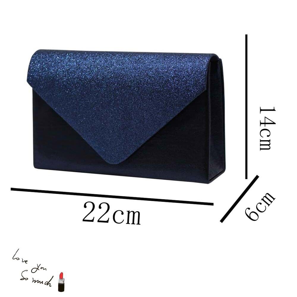 NEW Shining Satin Ladies Evening Clutch Bag Wedding Bridal Chain Handbag Wallet