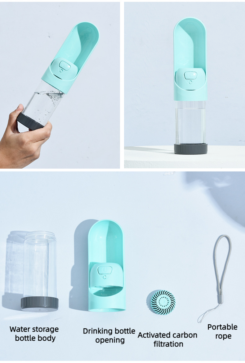 Outdoor Portable Pet Drinking Cup With Activated Carbon Filter Leak Proof