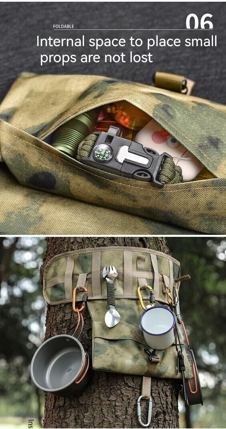 Outdoor Camping Portable Multifunctional Tool Hanging Cutlery Holder Storage Bag