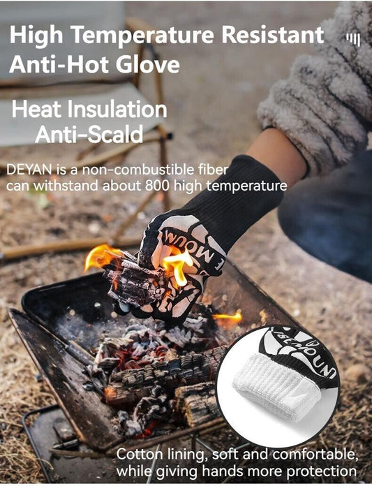 800 Degree High Temperature Resistance Silicone Outdoor BBQ Thickened Gloves