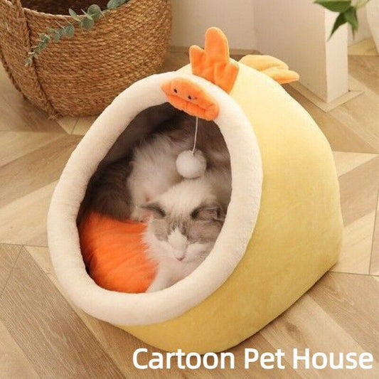 Universal Pet Bed Windproof Warm Cushion Cartoon Shape Cat Dog House 3 Sizes