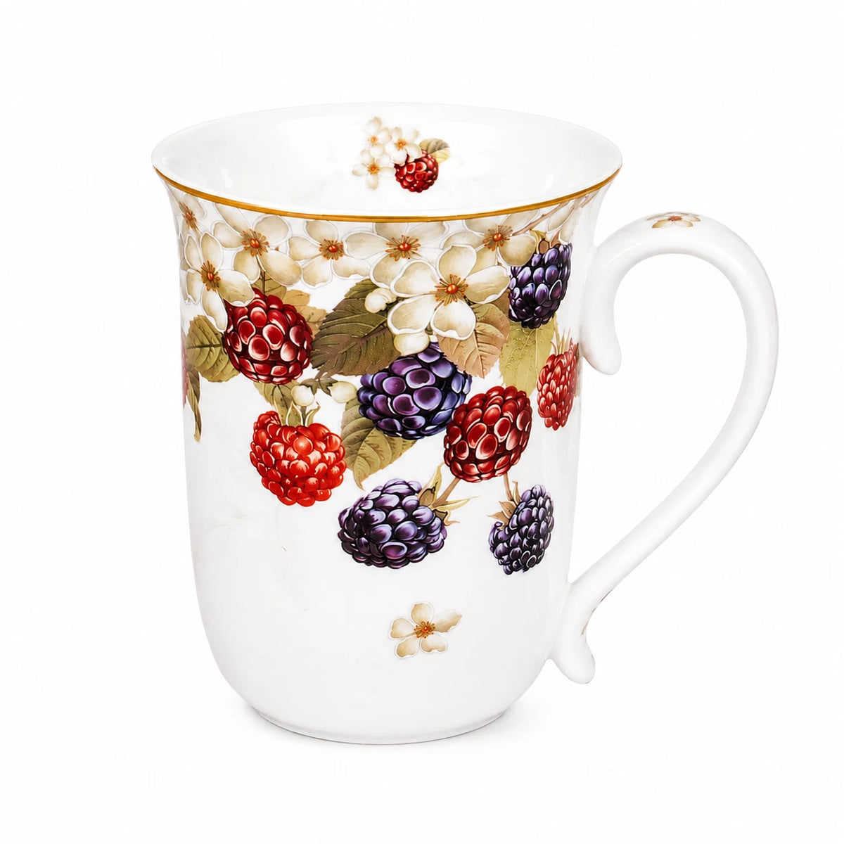 1-6x Wild Berry Floral Fine Porcelain Mug 405cc Coffee Flowers Tea Cup Gift