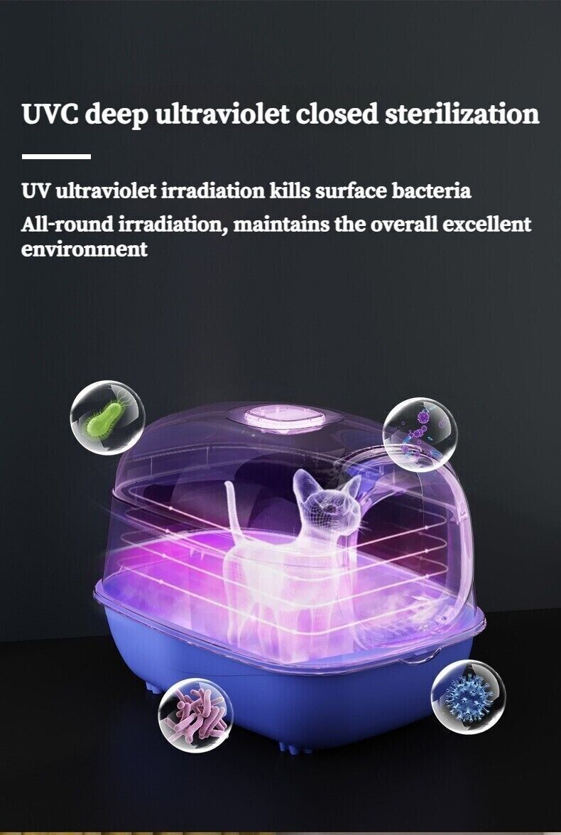 UVC Sterilization Fully Enclosed Cat Litter Box Pet Toilet Odour Control Basin