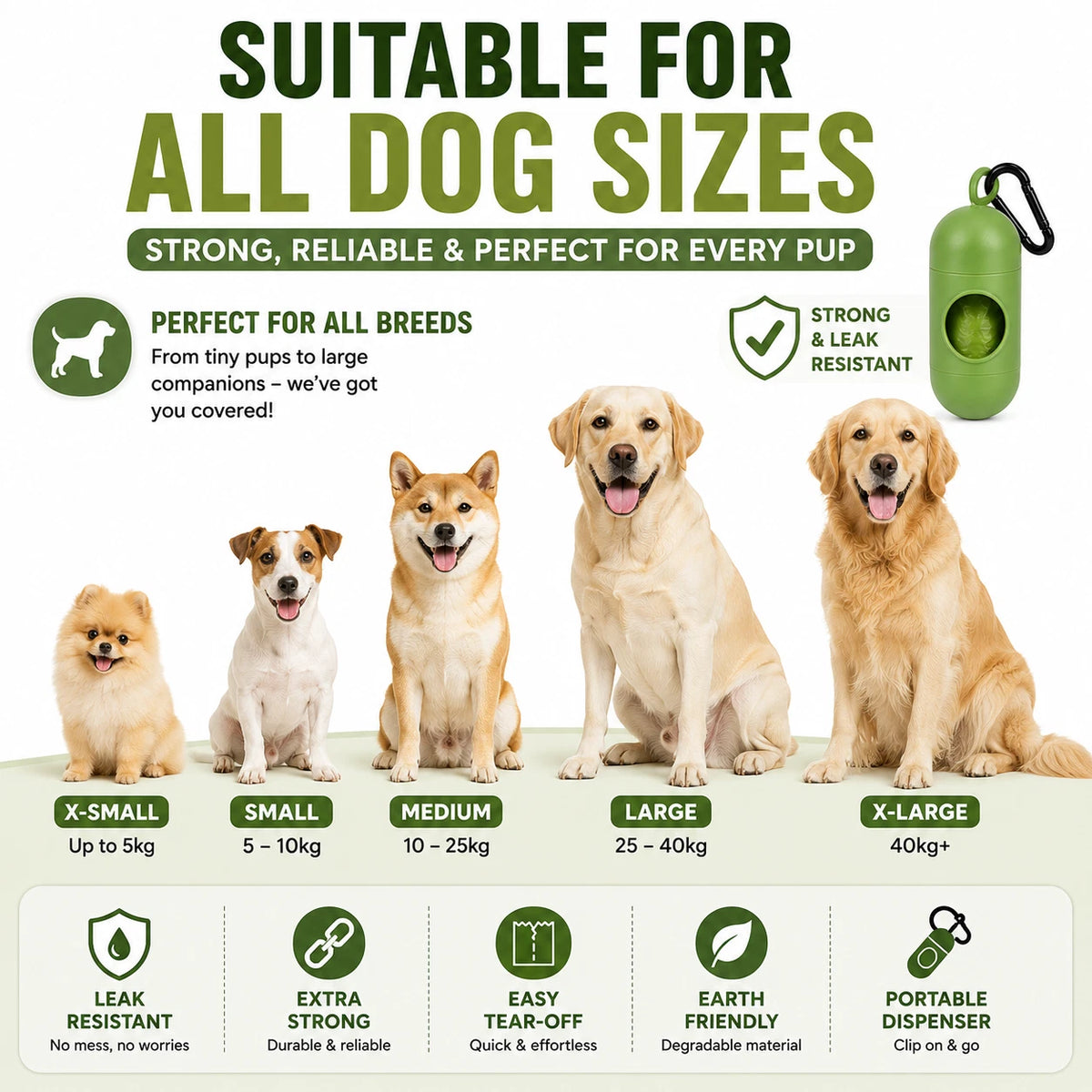 Share 20 Rolls Dog Poop Bags with Dispenser Strong Leak Resistant Waste Bags Easy Tear
