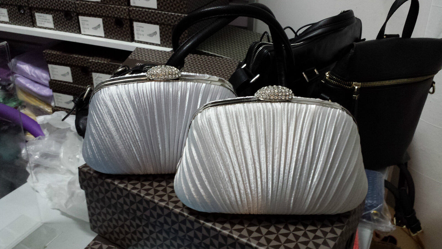 NEW Shining Satin Ladies Evening Clutch Bag Wedding Bridal Chain Handbag Wallet