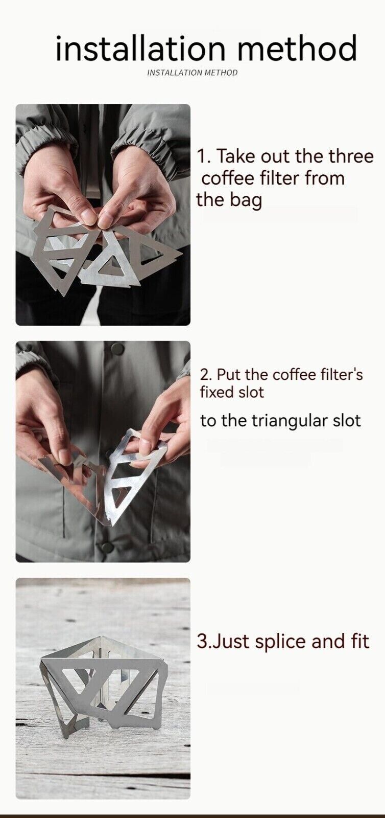 Outdoor Camping Portable Stainless Funnel Coffee Filte CupCoffee Drip Holder