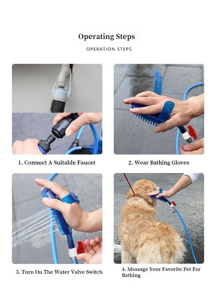 Pet Cleaning Massage Brush Silicone Bathing Spray Glove Oval Shape Shower Tool