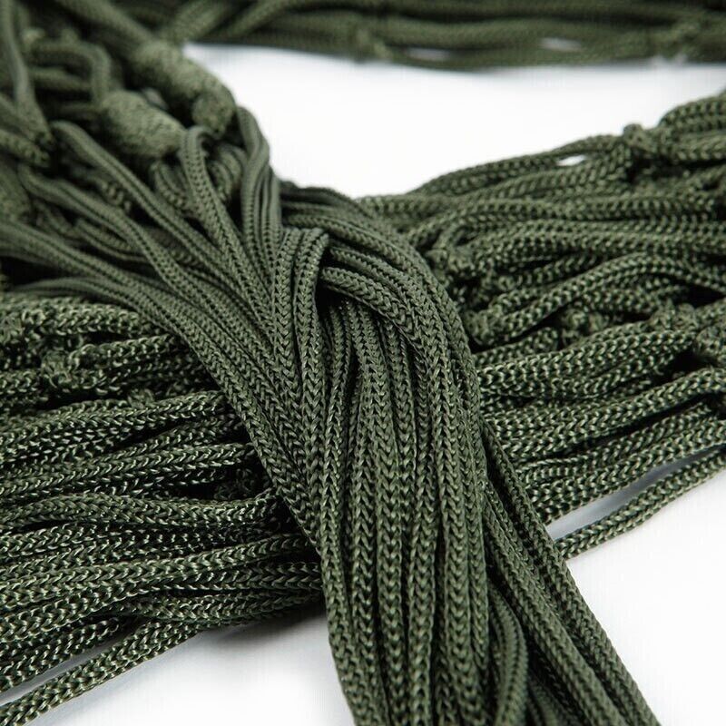 Outdoor Single Hammock Camping Thickened Army Green Mesh Nylon Rope Tie Portable