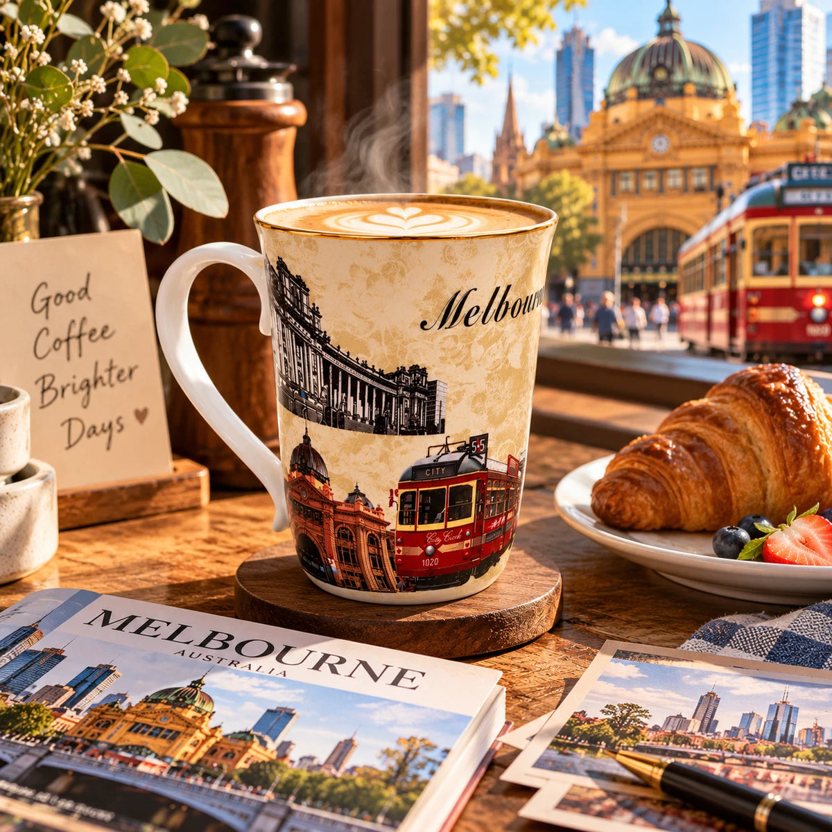 1-6x Melbourne Australia Souvenir Coffee Mug 405ml Fine China Tea Cup Gift Boxed