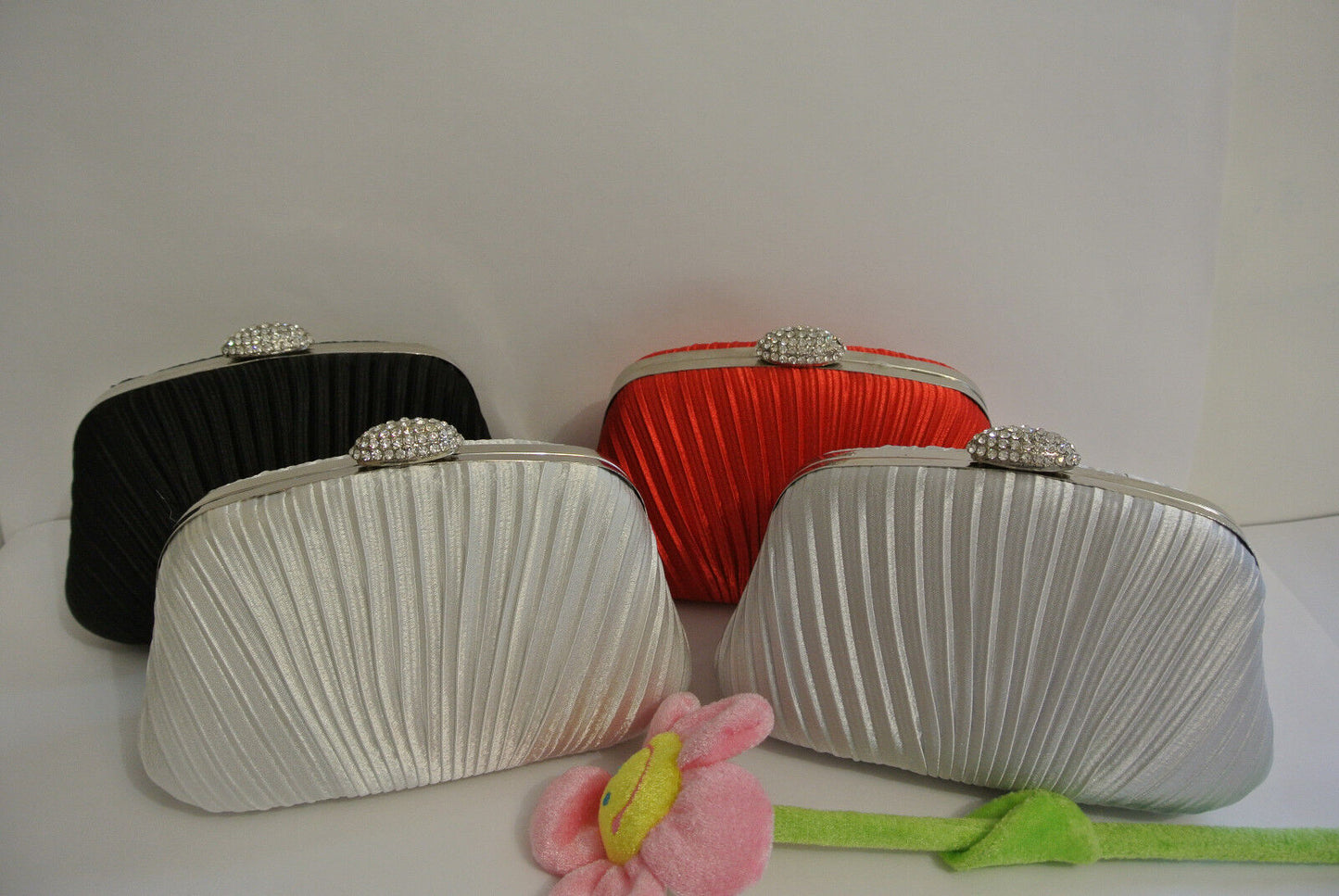 NEW Shining Satin Ladies Evening Clutch Bag Wedding Bridal Chain Handbag Wallet