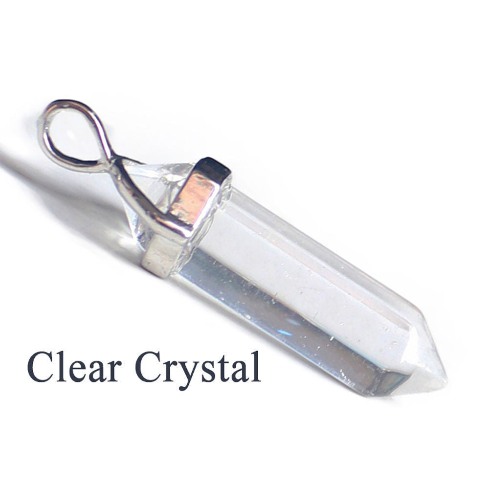 Natural Quartz Crystal Chakra Cut Gemstone Pendant Healing Point Reiki Necklace