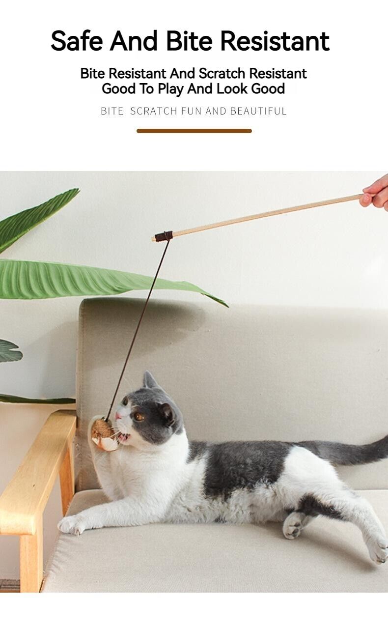 Feather Bell Mouse Interactive Tease Cat Stick Frosted Comfortable Pet Play Toy