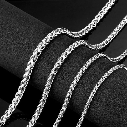 New Basic Punk Stainless Steel Single Link Twist Chain Necklace for Men Women