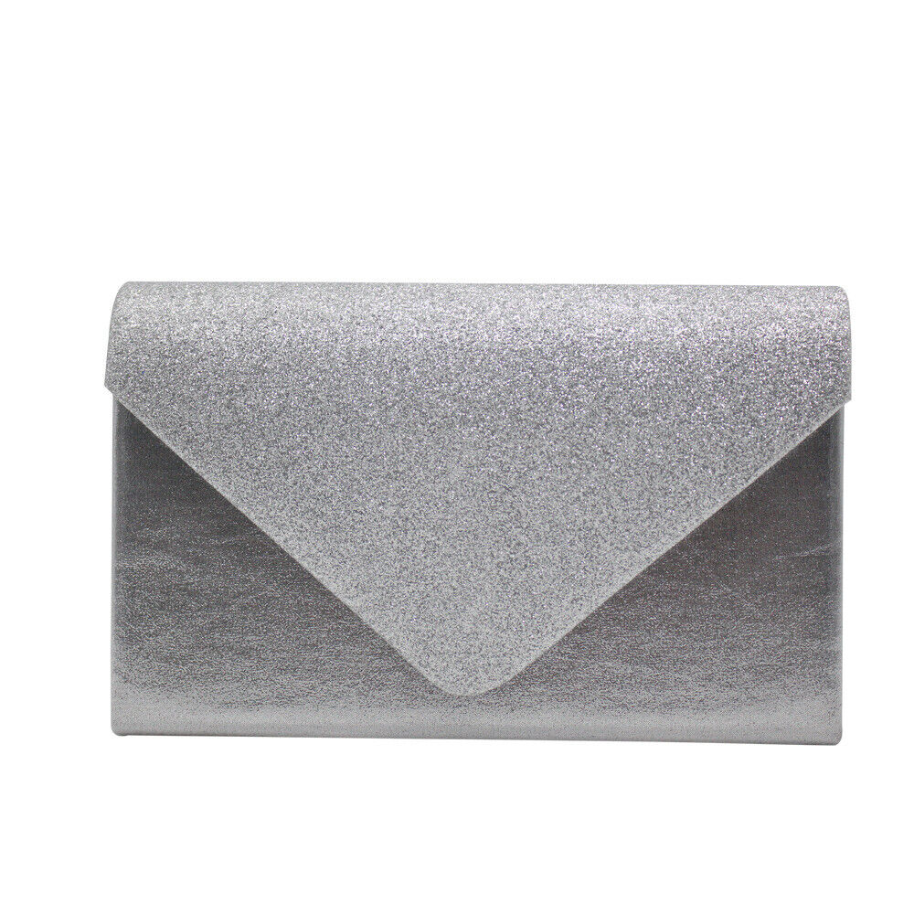 NEW Shining Satin Ladies Evening Clutch Bag Wedding Bridal Chain Handbag Wallet
