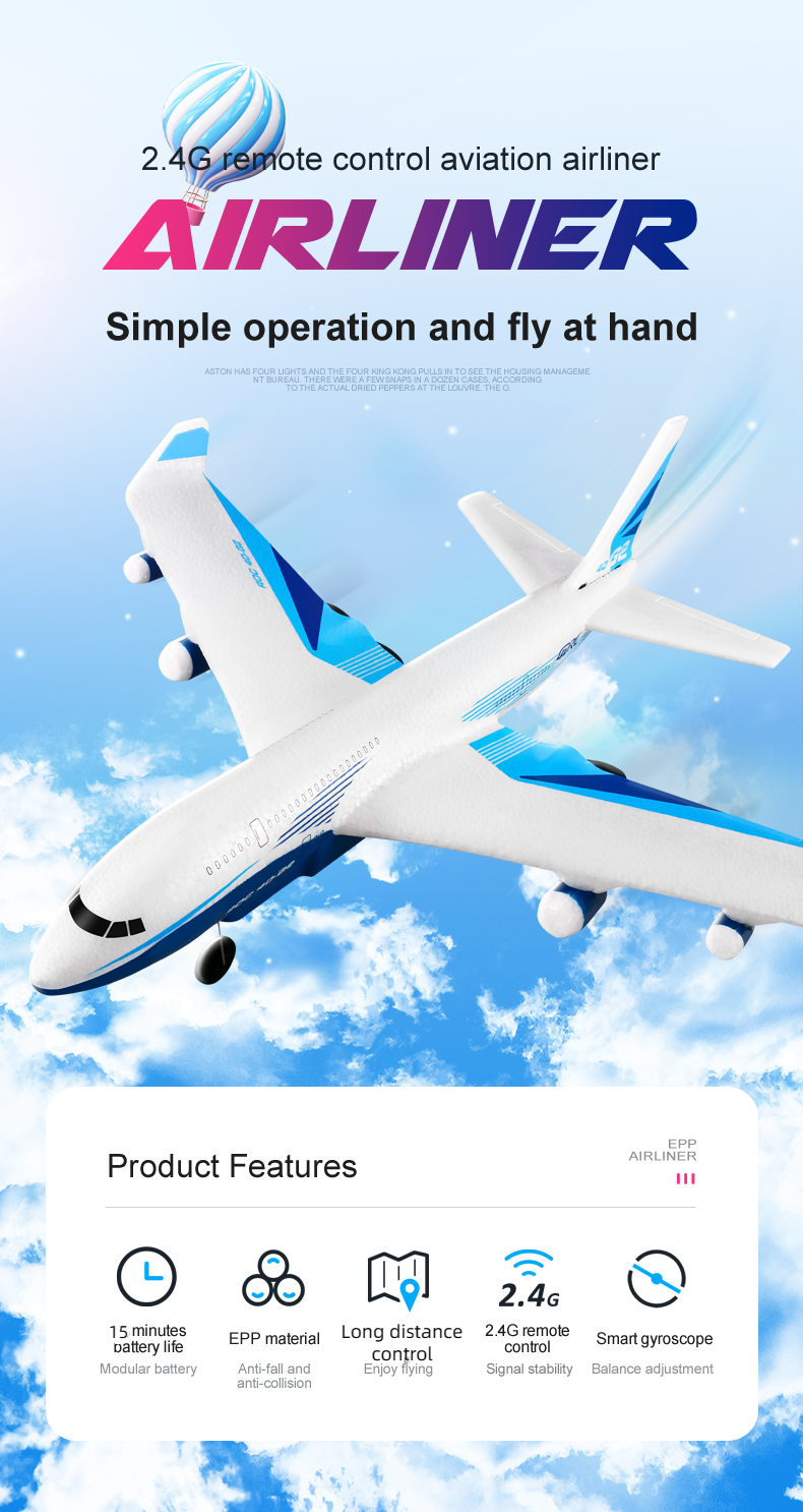 G2 Waterproof 2CH 2.4GHz Aircraft Model Toy RC Plane Remote Control Airplane