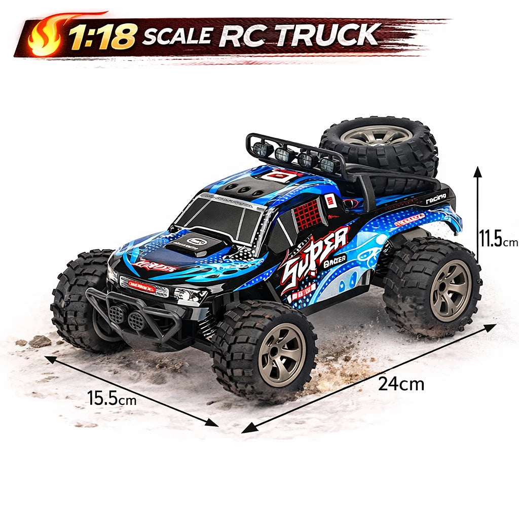 2.4GHz RC Off Road Car 1:18 High Speed Monster Truck Rechargeable Kids Toy Gifts